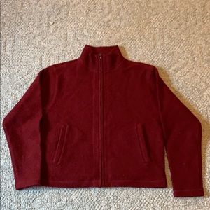 Herman Geist red boiled wool zip-up